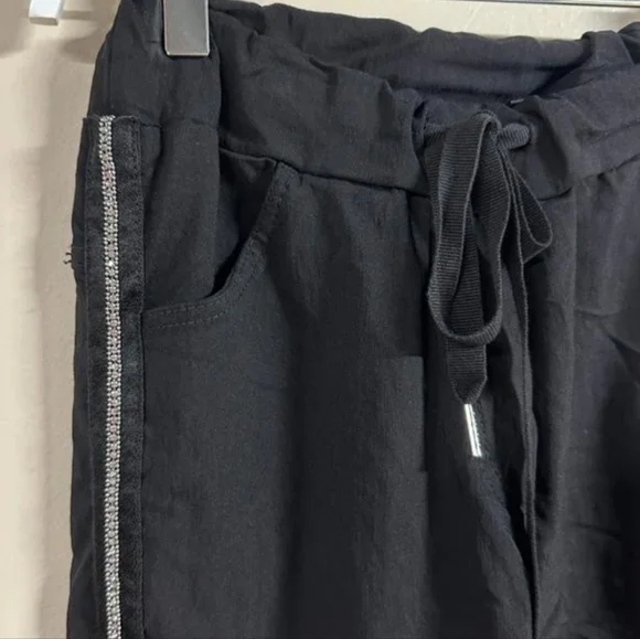 Venti6 Rhinestone Crinkle Jogger Pants | Size Medium - Picture 4 of 5